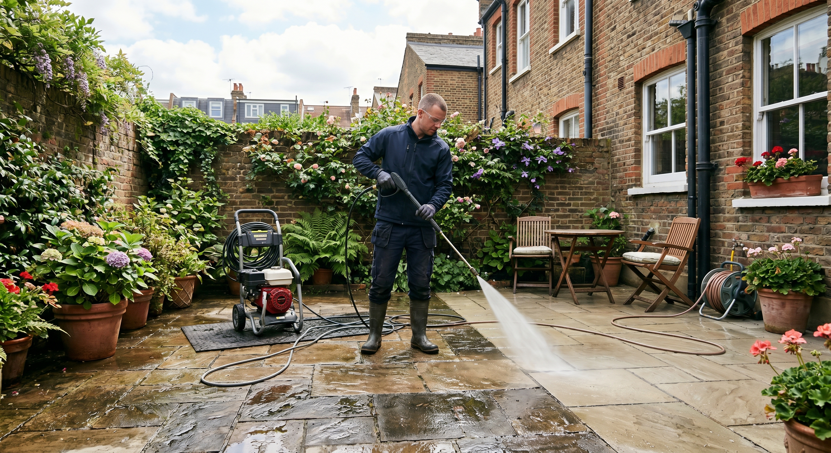 Patio jet washing and cleaning by MCS Cleaning in North West London