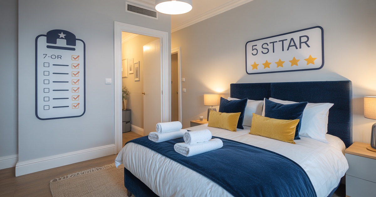 Perfectly prepared rental property with professional cleaning showing 5-star standards