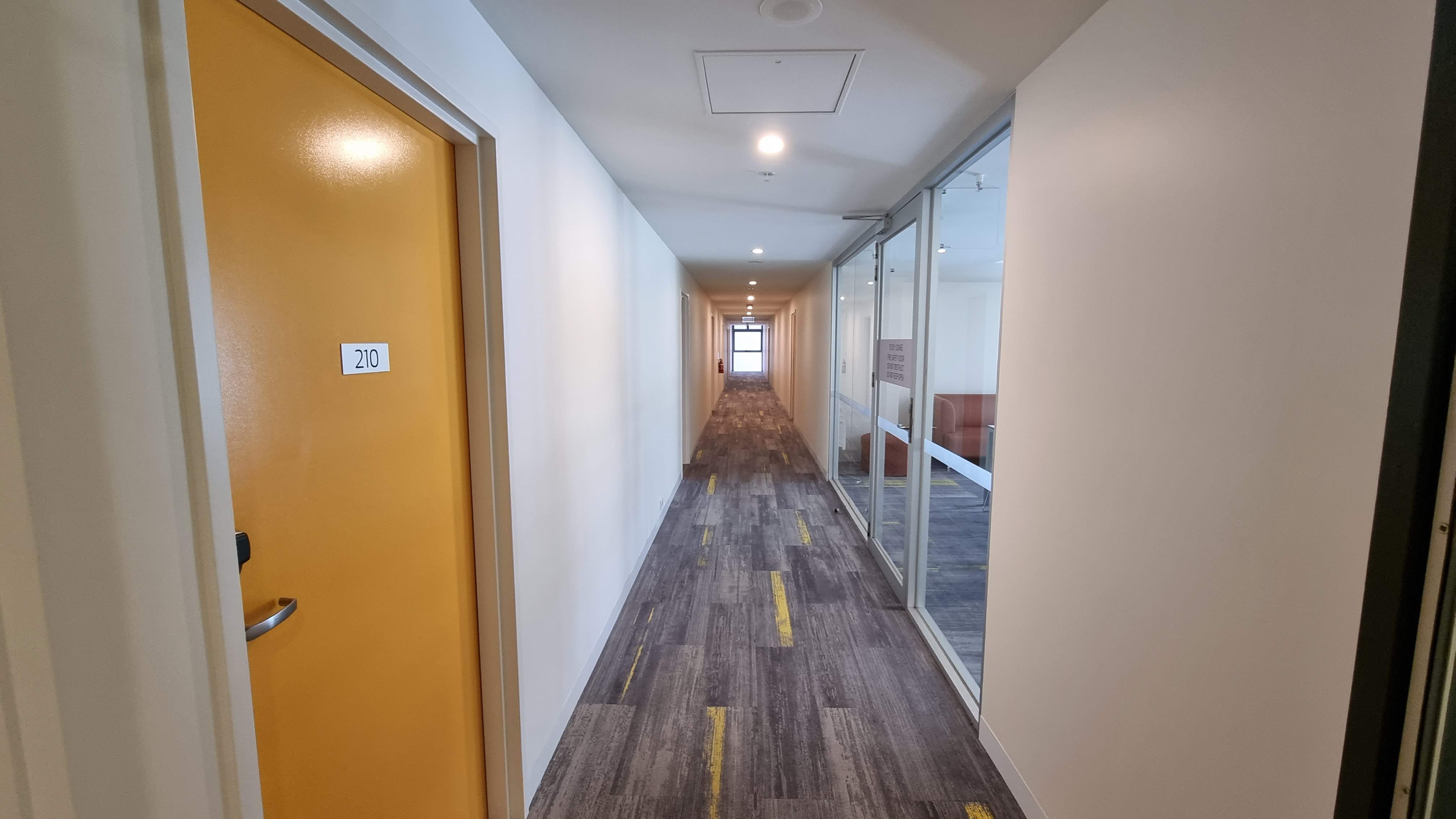Clean student accommodation corridor ready for new academic year move-in
